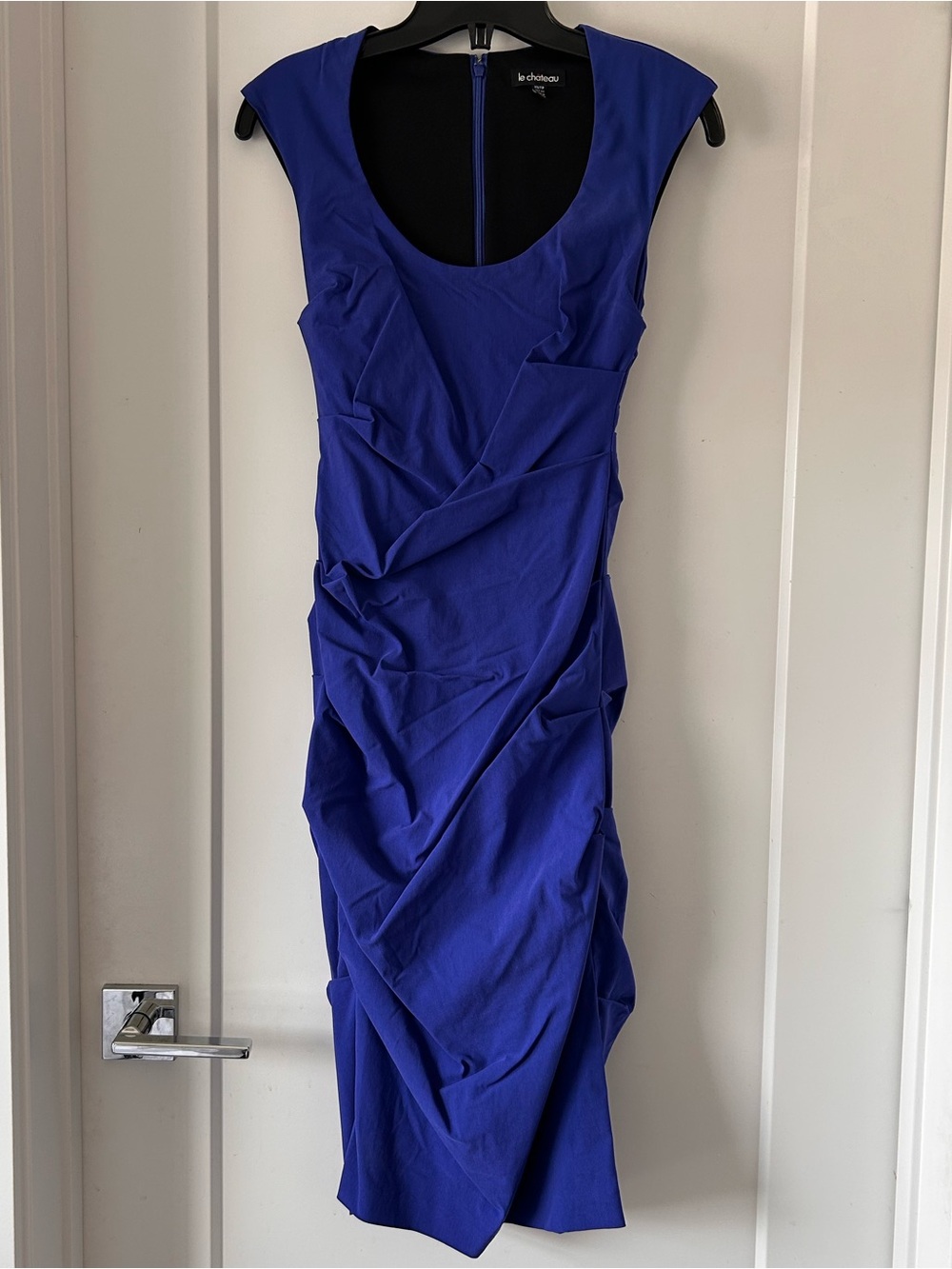 Le Chateau Royal Blue Ruched Sheath Dress